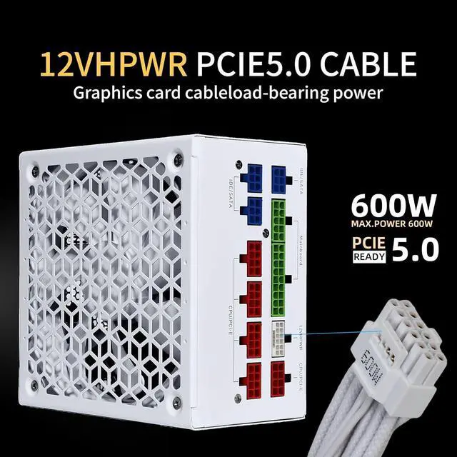 Alt view image 2 of 6 - SAMA 1200w Power Supply - ATX 3.0&PCIe 5.0 Fully Modular PSU - 80 Plus Gold Efficiency 12VHPWR Connectors on PSU RTX 40 Series,ECO FDB Silent Fan,10 Year Warranty