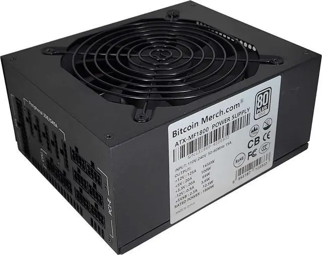 Main image of BitcoinMerch.com - 1600W 110V - 220V US Mining Modular Power Supply for G2 Antminer S9 L3++ RTX 3080 3090
