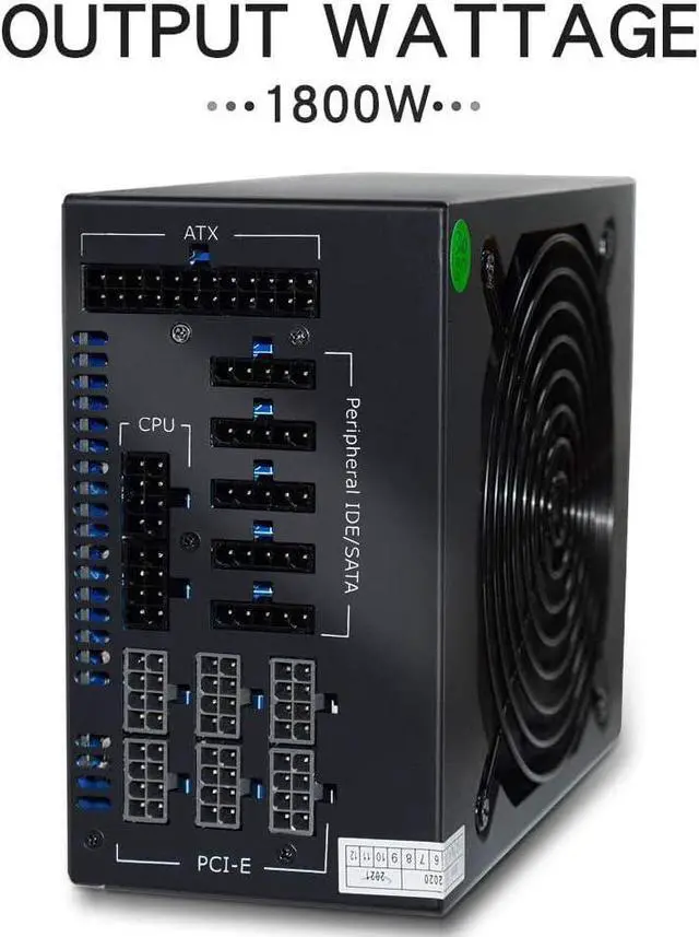Alt view image 2 of 5 - BitcoinMerch.com - 1600W 110V - 220V US Mining Modular Power Supply for G2 Antminer S9 L3++ RTX 3080 3090