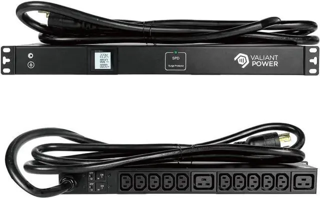 Main image of Rack Mount Power Strip - 240V 30A 1C19 & 5 C13 outlets PDU with Built-in Surge Protector, Volt & Amp Meter for Data Center - 19\u201d Metal Housing, Ears & Fittings Included (10C13 2C19)
