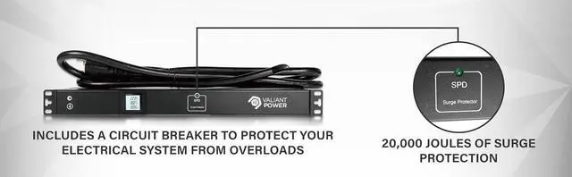 Alt view image 4 of 7 - Rack Mount Power Strip - 240V 30A 1C19 & 5 C13 outlets PDU with Built-in Surge Protector, Volt & Amp Meter for Data Center - 19\u201d Metal Housing, Ears & Fittings Included (10C13 2C19)