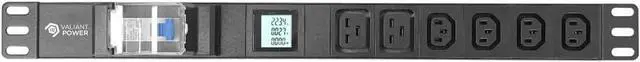 Alt view image 2 of 7 - Rack Mount Power Strip - 240V 30A 1C19 & 5 C13 outlets PDU with Built-in Surge Protector, Volt & Amp Meter for Data Center - 19\u201d Metal Housing, Ears & Fittings Included (2C19 4C13)