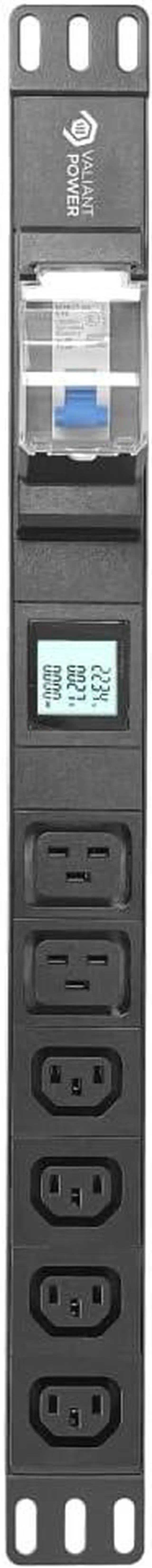 Alt view image 3 of 7 - Rack Mount Power Strip - 240V 30A 1C19 & 5 C13 outlets PDU with Built-in Surge Protector, Volt & Amp Meter for Data Center - 19\u201d Metal Housing, Ears & Fittings Included (2C19 4C13)