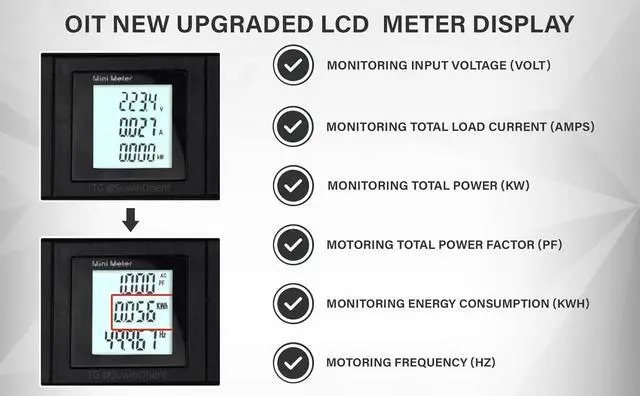 Alt view image 7 of 7 - Rack Mount Power Strip - 240V 30A 1C19 & 5 C13 outlets PDU with Built-in Surge Protector, Volt & Amp Meter for Data Center - 19\u201d Metal Housing, Ears & Fittings Included (10C13 2C19)