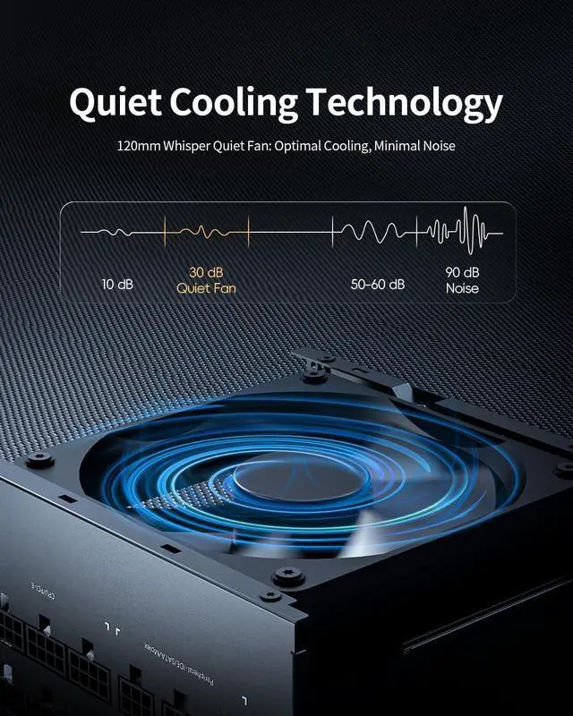 Alt view image 4 of 7 - Superer 1000W PSU Power Supply Fully Modular, 80 Plus Gold, ATX 3.1 3.0, PCIE 5.1 5.0, 12VHPWR, Low Noise, Japanese Capacitors, (CE Safety Certified) 1000 watt
