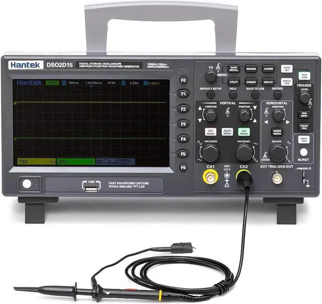 Alt view image 2 of 7 - Hantek DSO2D15 Digital Storage Lab Oscilloscopes150MHz Bandwidth 2CH Dual Channel 1GSa/s 8M Memory Depth with 1CH Waveform Generator with High Voltage Probe