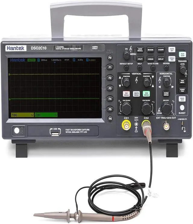 Alt view image 2 of 6 - Hantek DSO2C10 Digital Storage Oscilloscope 100MHz Bandwidth 2CH Dual Channel 1GSa/s 8M Memory Depth with High Voltage Probre