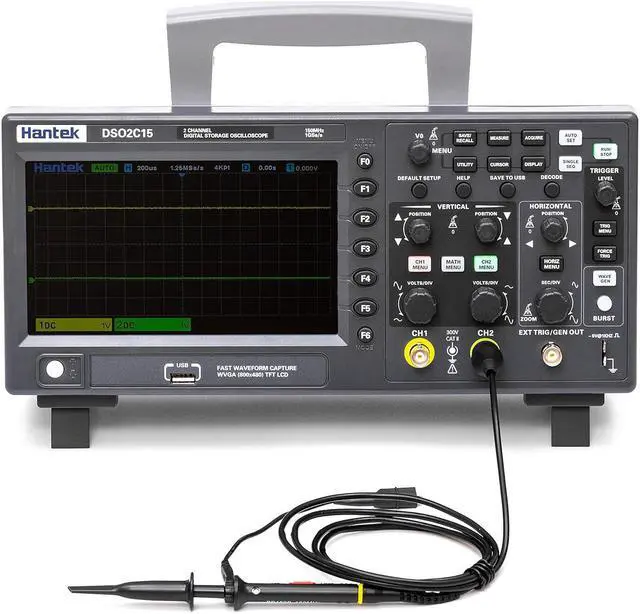 Alt view image 2 of 7 - Hantek DSO2C15 Digital Storage Oscilloscope 150MHz Bandwidth 2CH Dual Channel 1GSa/s 8M Memory Depth with High Voltage Probe