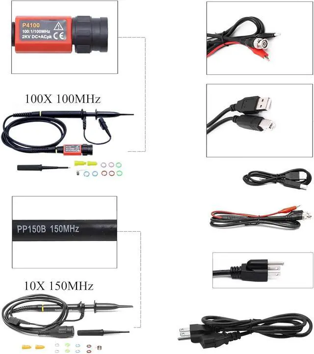 Alt view image 5 of 7 - Hantek DSO2C15 Digital Storage Oscilloscope 150MHz Bandwidth 2CH Dual Channel 1GSa/s 8M Memory Depth with High Voltage Probe