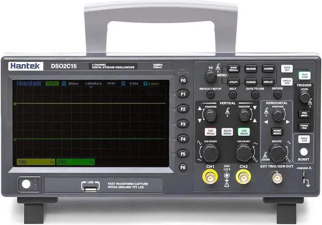 Alt view image 7 of 7 - Hantek DSO2C15 Digital Storage Oscilloscope 150MHz Bandwidth 2CH Dual Channel 1GSa/s 8M Memory Depth with High Voltage Probe