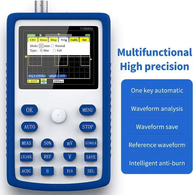 Alt view image 2 of 7 - Oscilloscope Multimeter Signal Generator Digital Lab Oscilloscopes, 500MS/S Sampling Rate, 110MHz Bandwidth, 1KHz/3.3V Calibration Square Wave Osciloscopio Automotriz