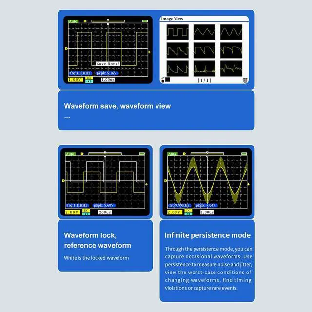 Alt view image 3 of 7 - Oscilloscope Multimeter Signal Generator Digital Lab Oscilloscopes, 500MS/S Sampling Rate, 110MHz Bandwidth, 1KHz/3.3V Calibration Square Wave Osciloscopio Automotriz
