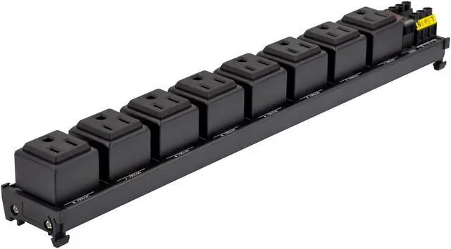 Alt view image 3 of 7 - DIN Rail Mount AC 120V NEMA 5-15R 8 Receptacles Outlet Power Strip Module, with Rocker Switch Thermal Circuit Breaker Overload Protector