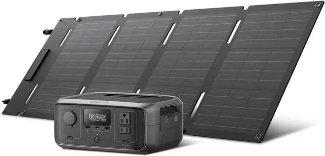 Main image of EF ECOFLOW Solar Generator RIVER 3 with 45W Solar Panel, 245Wh Portable Power Station LiFePO4 Battery, 300W Up to 600W AC Output, <20 MS UPS, 1Hr Fast Charging Power Station for Outdoor/Camping/RVs
