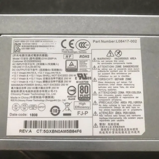 Alt view image 2 of 2 - for 280 400 600 800 G3 G4 Power Supply 250W D16-250P1A L08417-002