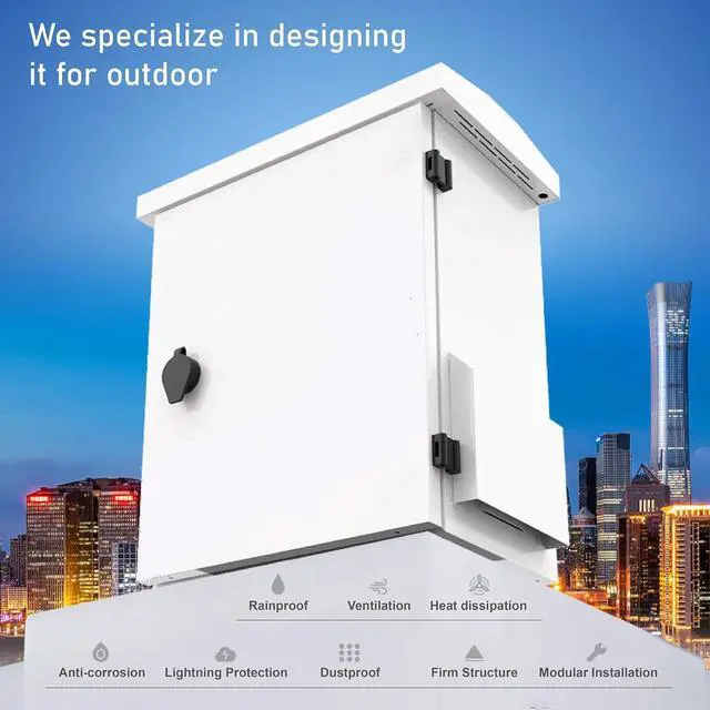 Alt view image 3 of 7 - Electrical Box Enclosure Junction Outdoor - Ventilated Electrical Cabinet Distribution Box Weatherproof Dustproof, Galvanized Plate, Support Wall or Pole Mounted, Size: 11.8"x15.7"x9.8" Relbud