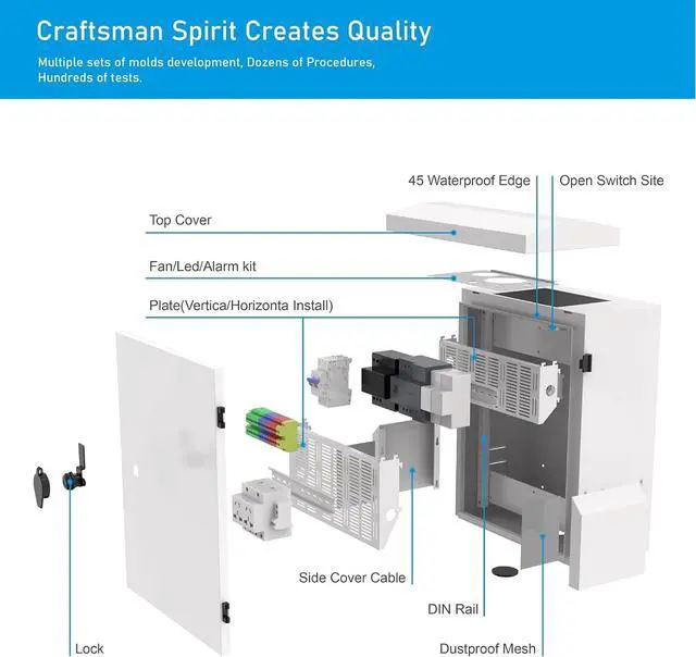 Alt view image 5 of 7 - Electrical Box Enclosure Junction Outdoor - Ventilated Electrical Cabinet Distribution Box Weatherproof Dustproof, Galvanized Plate, Support Wall or Pole Mounted, Size: 11.8"x15.7"x9.8" Relbud