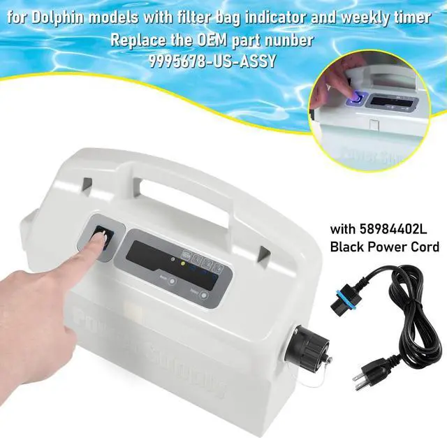 Alt view image 3 of 7 - 9995678 Assy Power Supply with 58984402L Black Power Cord Replacement Parts Fit For Maytronics Dolphin Apollo Bio DLX4 DX4 DX4S DX5S DX6 Edge M500 Premier Supreme M4 M5 Wave 50 75 Robotic Pool Cleaner