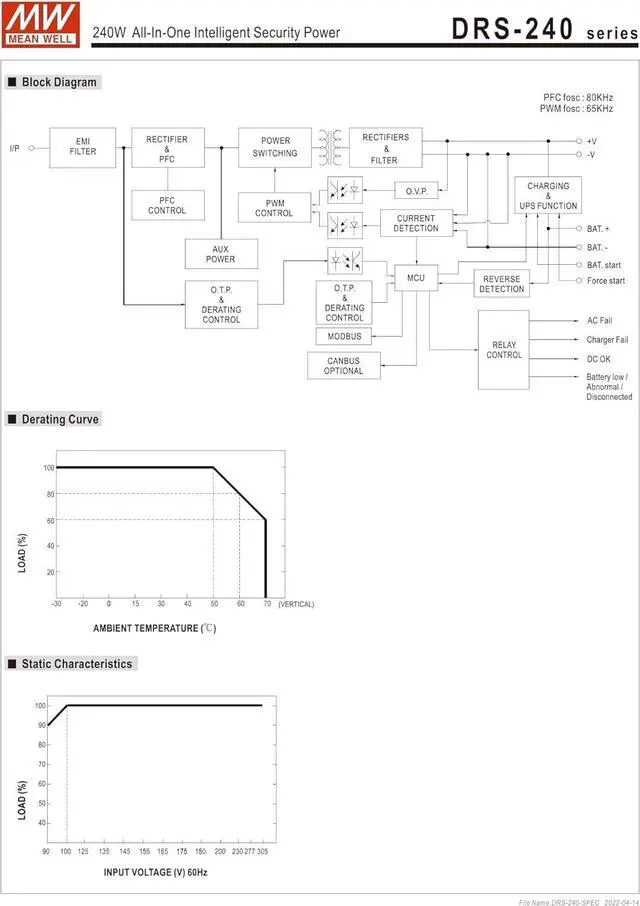 Alt view image 4 of 7 - Mean Well DRS-240-36 36V Guide Power Supply DRS-240