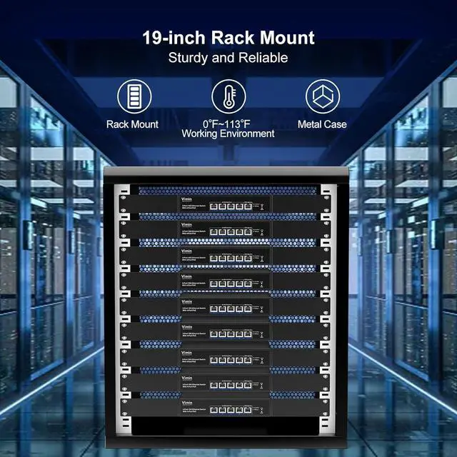 Alt view image 7 of 7 - 4-Port 10G PoE Switch Unmanaged with 10G Uplink Port, VIMIN 4-Port 10Gbe PoE Network Switch, Auto-Negotiation, for 10G NAS Network, Support IEEE802.3af/at, Plug & Play