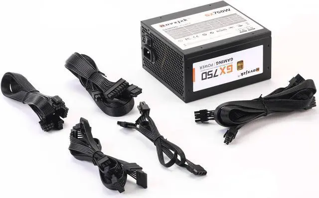 Alt view image 6 of 7 - 750 Watt ATX Fully Modular Power Supply 80+ Gold ATX 3.0 & PCIE 5.0 Ready Fully Modular 120mm Silent FDB Fan  ATX PSU5 Year WarBlack
