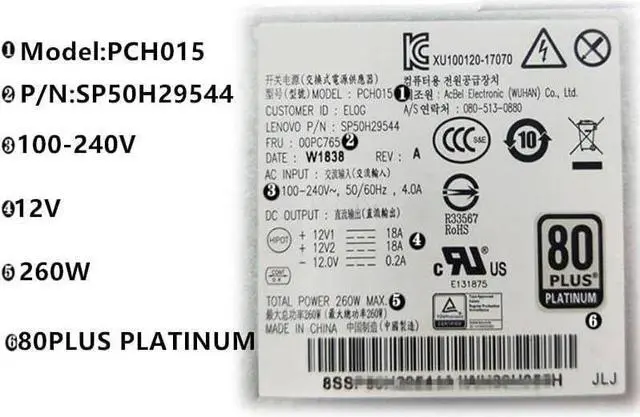 Alt view image 4 of 5 - PSU for TFX M310 410 610 710 H3060 5060 510s 10Pin 260W Power Supply PCH015 FSP260-20TLA HK360-71PP PCK012