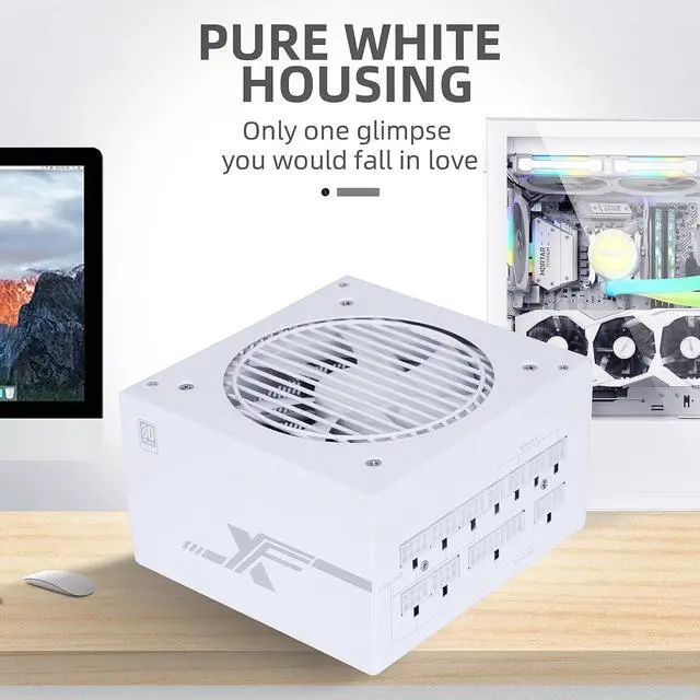 Alt view image 2 of 7 - SAMA 750W Full White 14CM Power Supply Full Voltage 80Plus Gold Certified 12V Japanese Large Capacitors 110V-240V ATX 12cm FDB Silent Fan Full Modula PC Power Supply