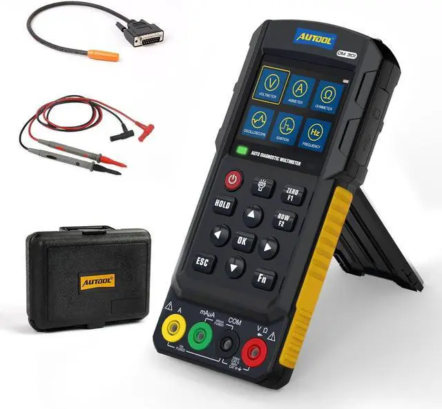 Main image of AUTOOL Automotive Multimeter Oscilloscope, Digital Oscilloscope and Multimeter Combo 1000V 20A, Handheld Rechargeable Multimeter Kit TRMS, with Ignition Pulse Signal Test