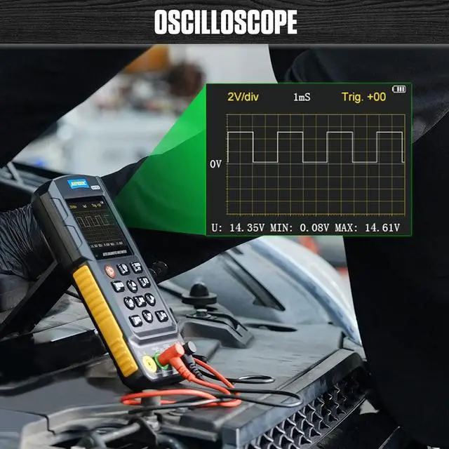 Alt view image 3 of 7 - AUTOOL Automotive Multimeter Oscilloscope, Digital Oscilloscope and Multimeter Combo 1000V 20A, Handheld Rechargeable Multimeter Kit TRMS, with Ignition Pulse Signal Test