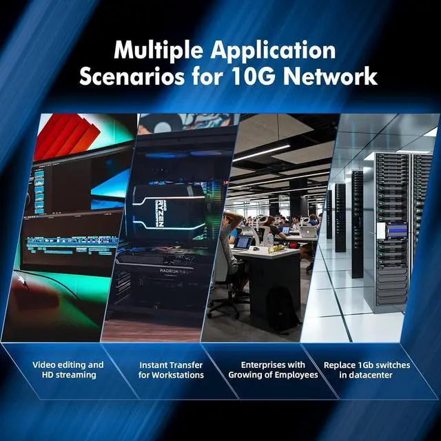Alt view image 7 of 7 - MokerLink 8 Port 10Gbps SFP+ Switch, Support 1G/2.5G/10G SFP Module, 160Gbps Bandwidth, Fanless Unmanaged Plug and Play Ethernet Switch