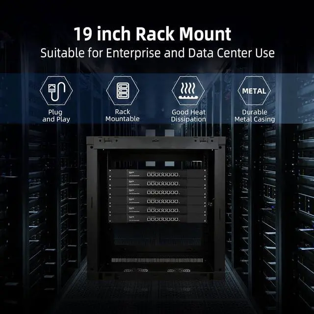 Alt view image 6 of 7 - MokerLink 8 Port 10Gbps Etheret Switch, Support 10G/5G/2.5G/1000M/100M Auto-Negotiation, 160Gbps Bandwidth Unmanaged Plug and Play Switch