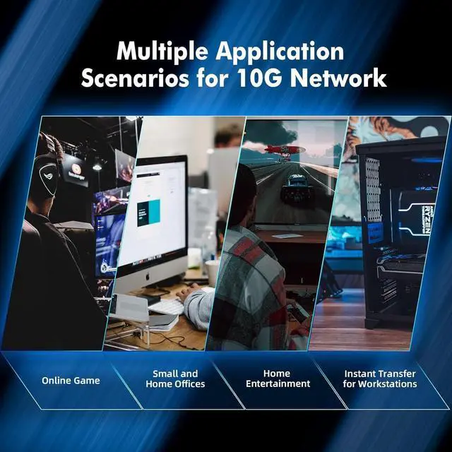 Alt view image 7 of 7 - MokerLink 8 Port 10Gbps Etheret Switch, Support 10G/5G/2.5G/1000M/100M Auto-Negotiation, 160Gbps Bandwidth Unmanaged Plug and Play Switch