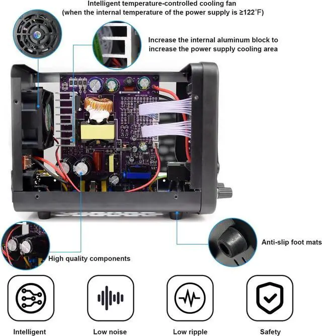 Alt view image 4 of 7 - dc Power Supply Adjustable DC Power Supply 30V 10A 60V 5A Lab Power Source Stabilized Power Supply Voltage Regulator Switch 220V (Color : WPS605H 60V 5A)