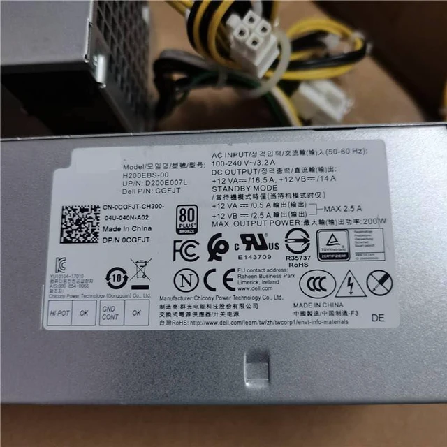 Alt view image 5 of 6 - Power Supply for 3050 5050 7050 6Pin 200W HU200EBS-00 8TVYY X61RM CGFJT WRN7C PK64R 8C0JV 4FHYW YC76R 2JWJ3
