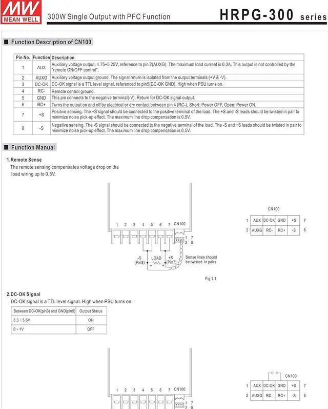 Alt view image 4 of 5 - [PowerNex] Mean Well HRPG-300-3.3 3.3V 60A 198W Single Output with PFC Function Power Supply