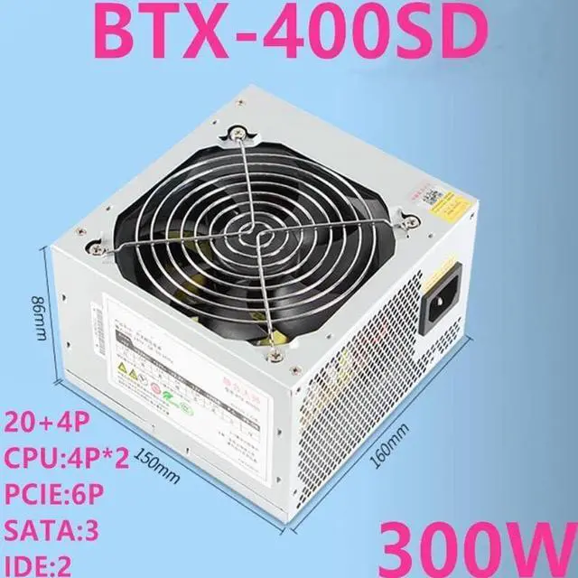 Alt view image 6 of 6 - PC PSU for Desktop Silent Computer Power Supply Rated 300W Peak 400W Power Supply BTX-400SD