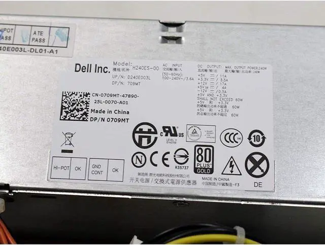 Alt view image 5 of 7 - Optiplex 390 790 990 3010 SFF Desktop Power Supply CCCVC H240AS-00 SFF Computer Power Supply 240 Watt