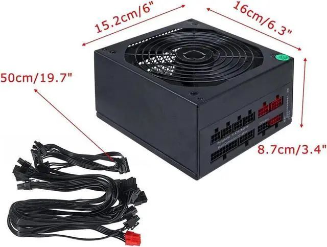 Alt view image 7 of 7 - 750W Module Power Supply 110-230V 14cm Fan 24 Pin PCI SATA 12V Computer Power Supply