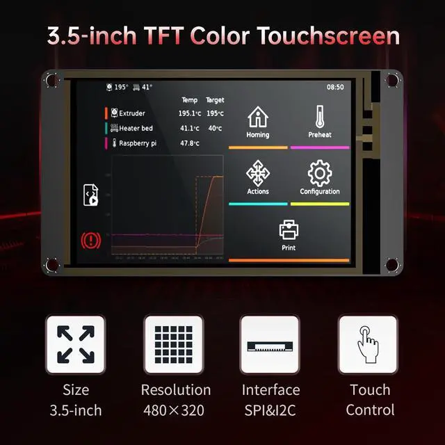 Alt view image 5 of 7 - BIGTREETECH SKR Mini E3 V3.0 + BTT Pi V1.2 + TFT35 SPI V2.1 + SFS V2.0 Kit for FDM 3D Printer Upgrade Klipper Firmware for Ender-3, Ender-3 V2, Voron 2.4, Most of i3/Core XY 3D Printer