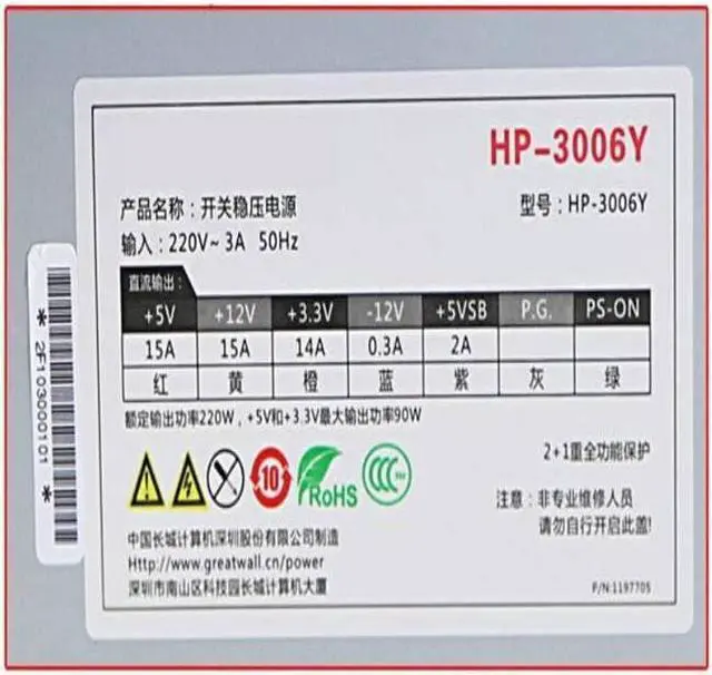 Alt view image 4 of 5 - PC PSU for Computer Power Supply for Silent Desktop 220W Switching Power Supply 3006Y