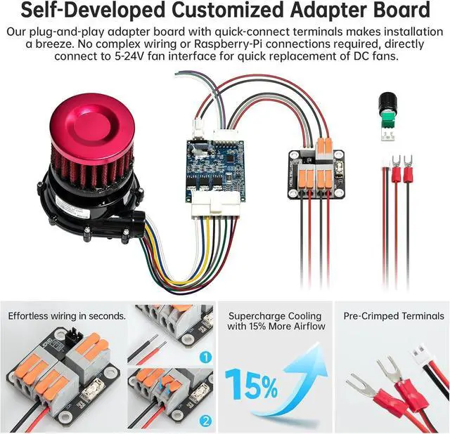 Alt view image 3 of 7 - BIGTREETECH Universal Turbo Kit 24V Brushless Centrifugal Air Blower WS7040 BLDC Blower Fan 6.5kpa Blower Kit with Universal Controller Adapter&Air Filter 3D Printer Part for Voron2.4, VzBot, HevORT