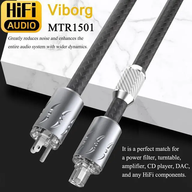 Alt view image 6 of 7 - Viborg Audiophile Power Cable MTR1501, 3.3FT/1M HiFi Power Cord, 16pcs Multiplex Copper Conductor Pure Copper Shielding AC Hi-end Mains Cord with VM512R+VF512R for Power Filter, Turntable, Amp