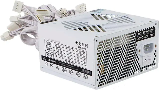 Alt view image 4 of 7 - 12V 20+4Pin Power Supply 650W Computer Gaming Power Supply with 120mm Fan Video Game Computer Chassis Power Supply
