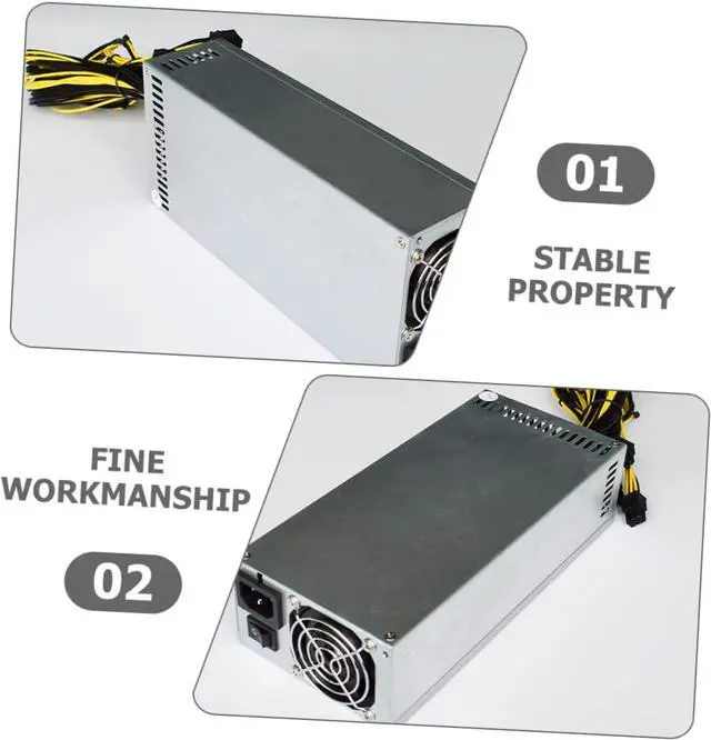 Alt view image 4 of 7 - 2pcs Miner Power Supply Desktop Computer Power Supply Quiet Power Supply Silent Power Source Mining Computer Power Adapter Computer Part Computer Power Source Silent Power Supply