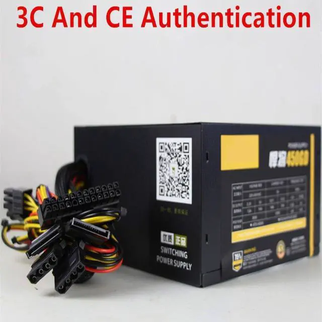 Alt view image 6 of 6 - PC PSU for Gold Empery GPU Silence Rated Power 230W Peak Power 450W Desktop Computer Power Supply ATX-P4-450W