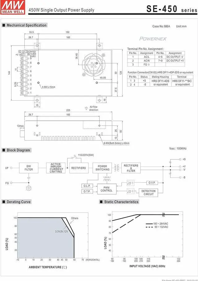 Alt view image 3 of 3 - [PowerNex] Mean Well SE-450-36 36V 12.5A 450W Single Output Switching Power Supply