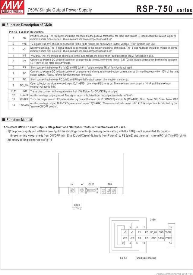 Alt view image 4 of 6 - Programmable 750.6W 27V 27.8A RSP-750-27 Meanwell AC-DC Single Output RSP-750 Series MEAN WELL Switching Power Supply