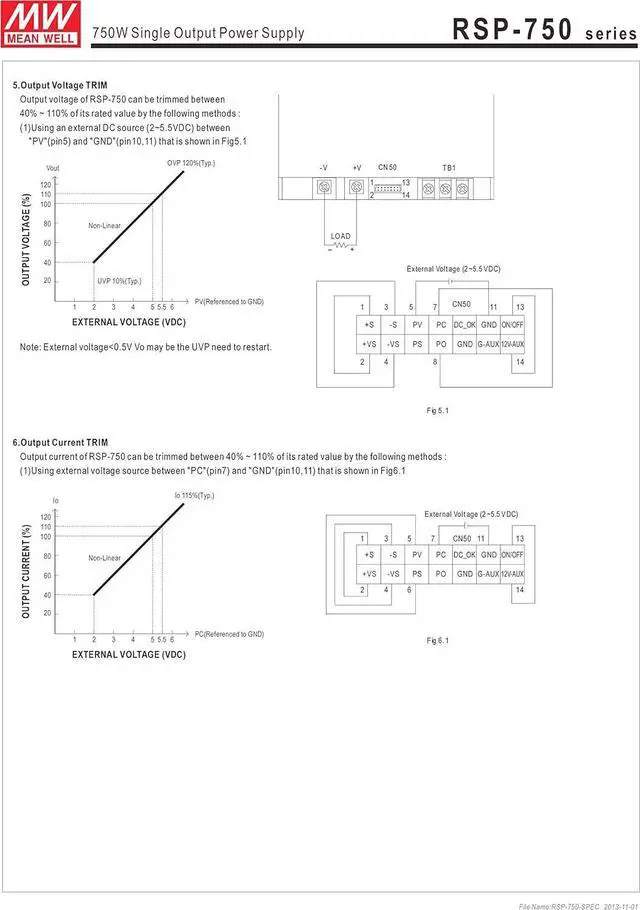 Alt view image 6 of 6 - Programmable 750.6W 27V 27.8A RSP-750-27 Meanwell AC-DC Single Output RSP-750 Series MEAN WELL Switching Power Supply