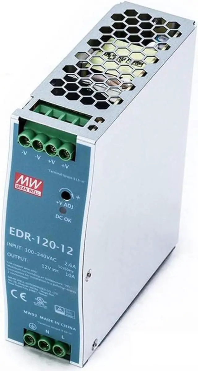 Main image of (12PACK) Mean Well EDR Switch Mode Slim and Economical DIN Rail Power Supply 90-264V Ac Input, EDR-120 Series 120W (EDR-120-12)