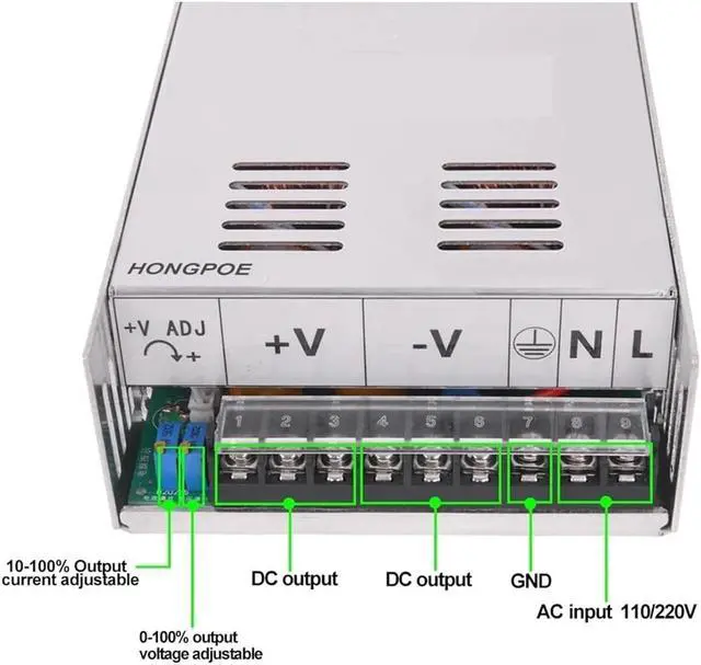 Alt view image 2 of 6 - Adjustable 500W 600W 1000W 1500W Power Supply 0-12V 15V 24V 36V 48V 60V 72V 85V 90V 110V 150V 200V 110/220V Ac to Dc Smps(1500W,220V_0-150VDC)